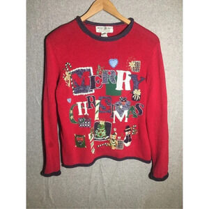 Womens Heirloom Collectibles Christmas Sweater Vintage Holidays Party Festive